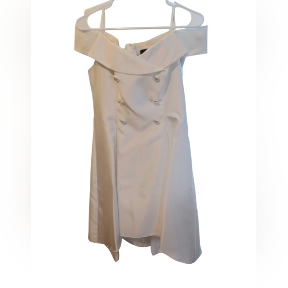 NEW ADRIANNA PAPELL Womens Ivory Off Shoulder Midi Formal Hi-Lo - Picture 3 of 9